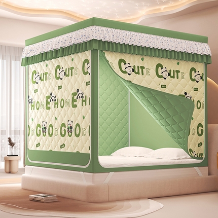 91家纺网 家纺一手货源 找家纺 （总）2025新款2507印花夹棉遮光保暖坐床蚊帐