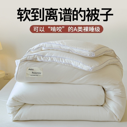 91家纺网 家纺一手货源 找家纺 （买家秀爆款花色不断货）A类母婴级棉豆豆大豆被子春秋被秋冬被棉豆豆大豆纤维被子被芯水洗棉大豆被子纯色 棉豆豆-本白