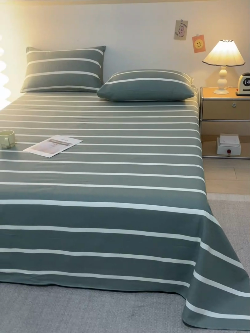 91家纺网 家纺一手货源 找家纺 首爱家纺 2025新款老粗布全棉纯棉床单三件套软凉席子 莫兰