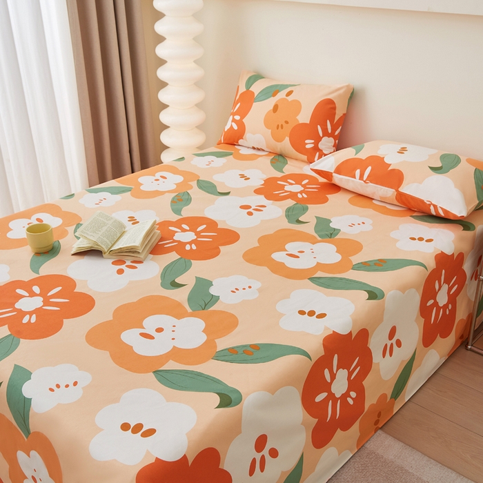 91家纺网 家纺一手货源 找家纺 首爱家纺 2025新款老粗布全棉纯棉床单三件套软凉席子 彩寻