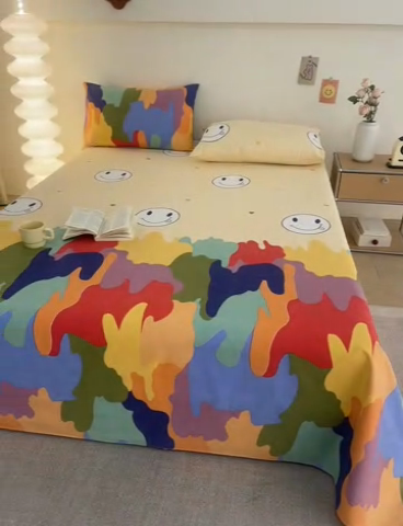 91家纺网 家纺一手货源 找家纺 棉乐町 2025新款全棉纯棉老粗布床单夕晴