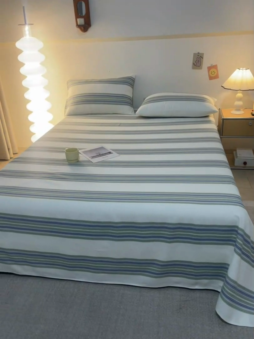 91家纺网 家纺一手货源 找家纺 首爱家纺 2025新款老粗布全棉纯棉床单三件套软凉席子 满江