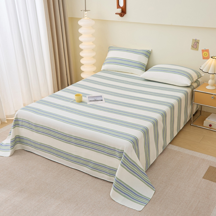 91家纺网 家纺一手货源 找家纺 首爱家纺 2025新款老粗布全棉纯棉床单三件套软凉席子 满江