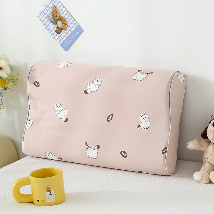 91家纺网 家纺一手货源 找家纺 良佐生活 2025春夏新款水洗天丝棉乳胶枕套 萌小喵-玉