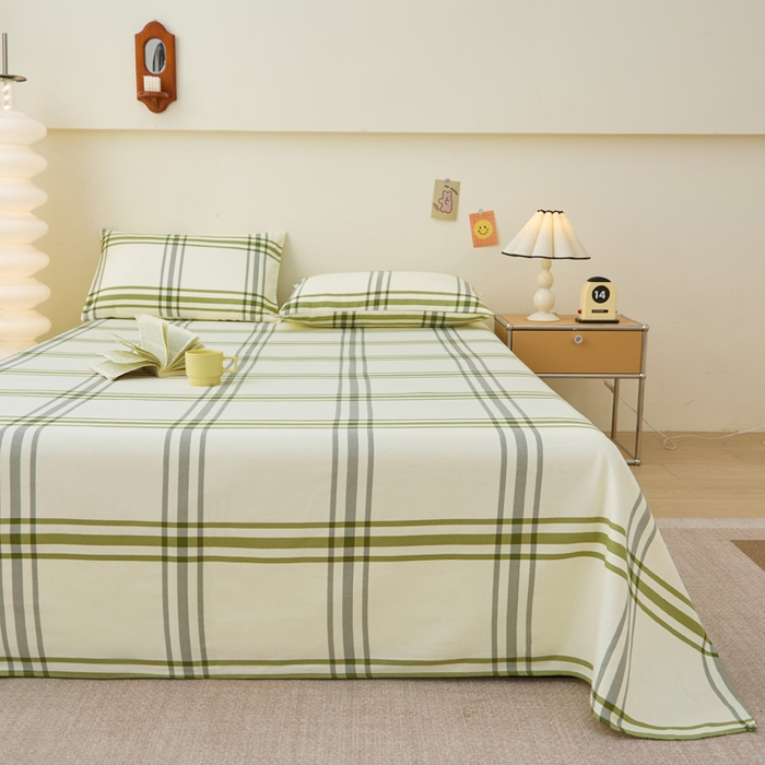 91家纺网 家纺一手货源 找家纺 棉乐町 2025新款全棉纯棉老粗布床单绿野