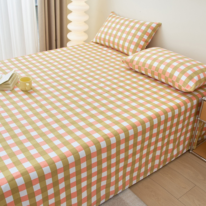 91家纺网 家纺一手货源 找家纺 首爱家纺 2025新款老粗布全棉纯棉床单三件套软凉席子 春娇