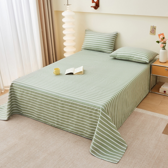 91家纺网 家纺一手货源 找家纺 首爱家纺 2025新款老粗布全棉纯棉床单三件套软凉席子 鸿雁