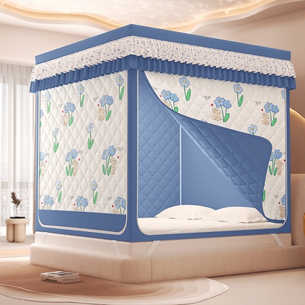 91家纺网 家纺一手货源 找家纺 （总）2025新款2507印花夹棉遮光保暖坐床蚊帐