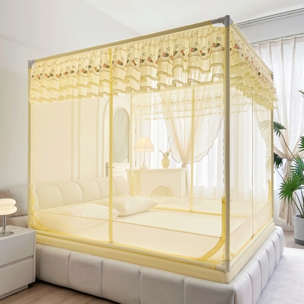 91家纺网 家纺一手货源 找家纺 （总）艺利轩蚊帐 2025新款床笠式大空间防摔坐床蚊帐-紫荆花