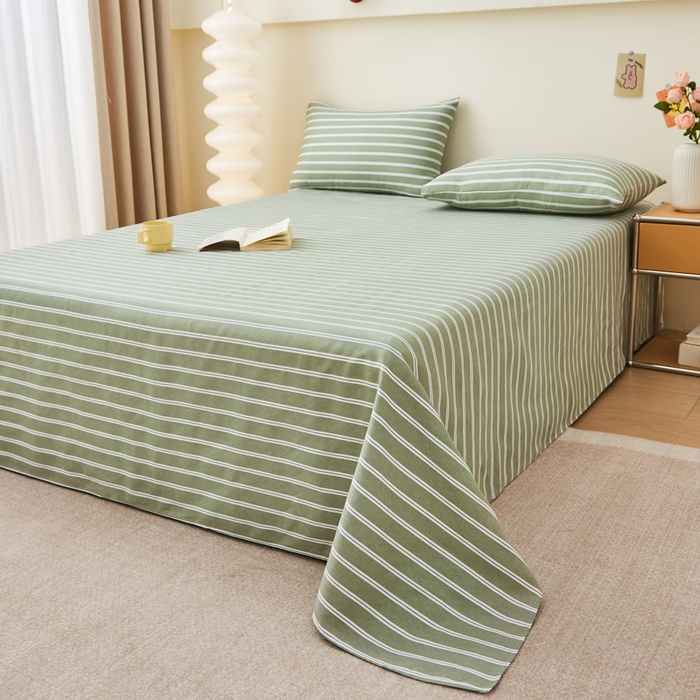 91家纺网 家纺一手货源 找家纺 首爱家纺 2025新款老粗布全棉纯棉床单三件套软凉席子 鸿雁