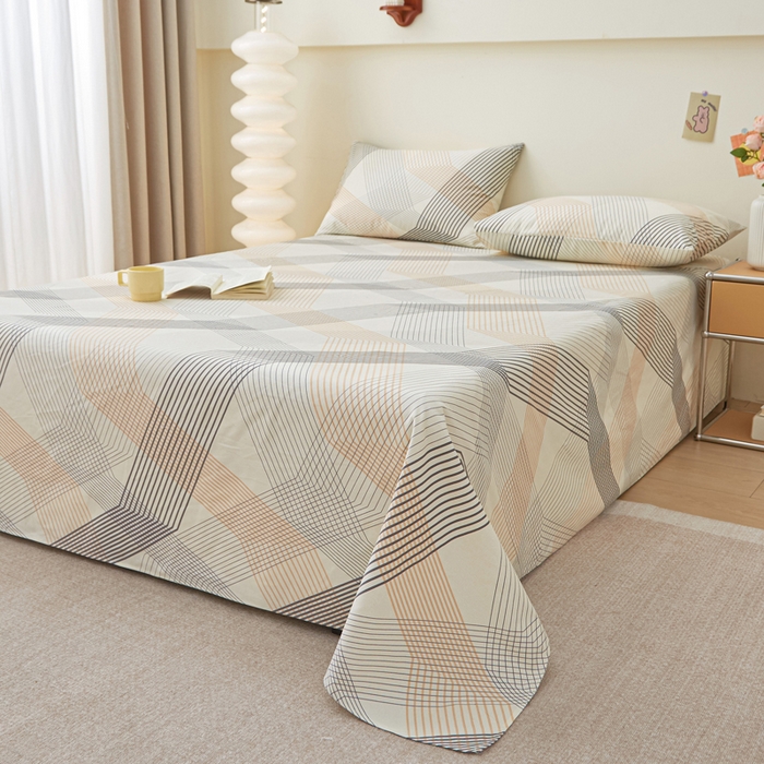 91家纺网 家纺一手货源 找家纺 首爱家纺 2025新款老粗布全棉纯棉床单三件套软凉席子 素笺