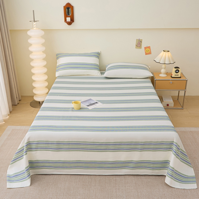 91家纺网 家纺一手货源 找家纺 首爱家纺 2025新款老粗布全棉纯棉床单三件套软凉席子 满江