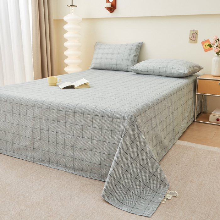 91家纺网 家纺一手货源 找家纺 首爱家纺 2025新款老粗布全棉纯棉床单三件套软凉席子 素韵格