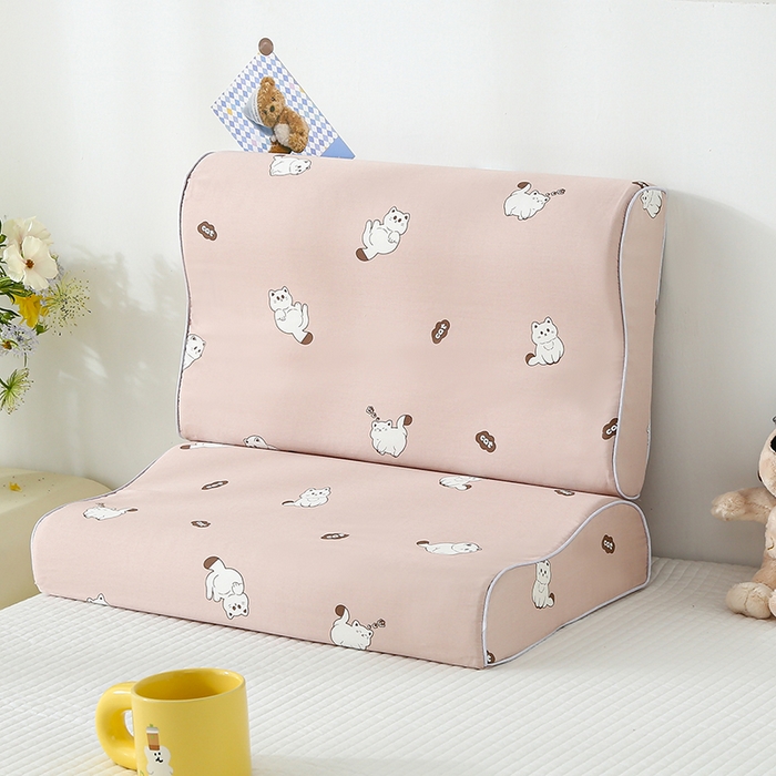 91家纺网 家纺一手货源 找家纺 良佐生活 2025春夏新款水洗天丝棉乳胶枕套 萌小喵-玉