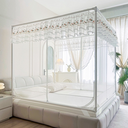 91家纺网 家纺一手货源 找家纺 （总）艺利轩蚊帐 2025新款床笠式大空间防摔坐床蚊帐-紫荆花