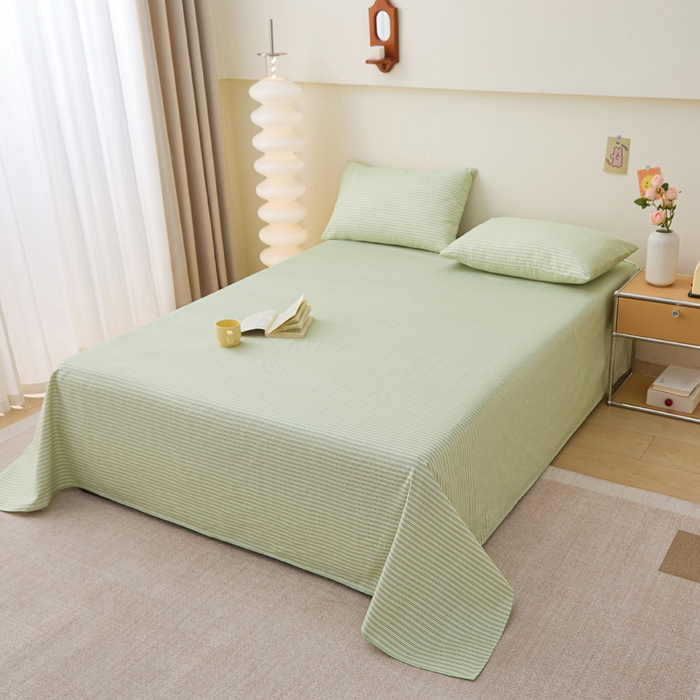 91家纺网 家纺一手货源 找家纺 首爱家纺 2025新款老粗布全棉纯棉床单三件套软凉席子 细川