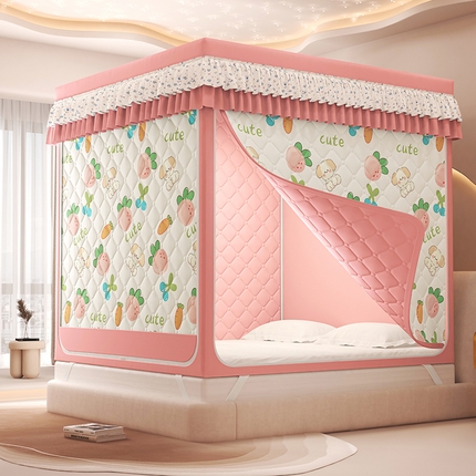 91家纺网 家纺一手货源 找家纺 （总）2025新款2507印花夹棉遮光保暖坐床蚊帐