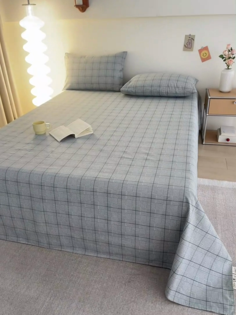 91家纺网 家纺一手货源 找家纺 首爱家纺 2025新款老粗布全棉纯棉床单三件套软凉席子 素韵格