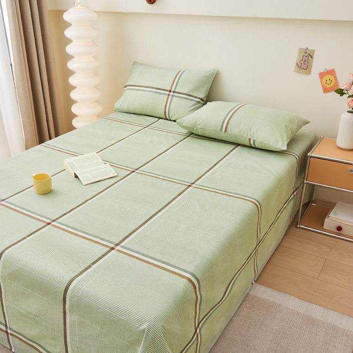 91家纺网 家纺一手货源 找家纺 棉乐町 2025新款全棉纯棉老粗布床单绿川