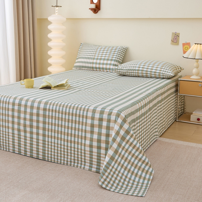 91家纺网 家纺一手货源 找家纺 首爱家纺 2025新款老粗布全棉纯棉床单三件套软凉席子 澜庭