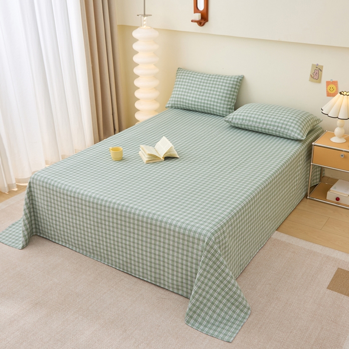 91家纺网 家纺一手货源 找家纺 首爱家纺 2025新款老粗布全棉纯棉床单三件套软凉席子 华丽