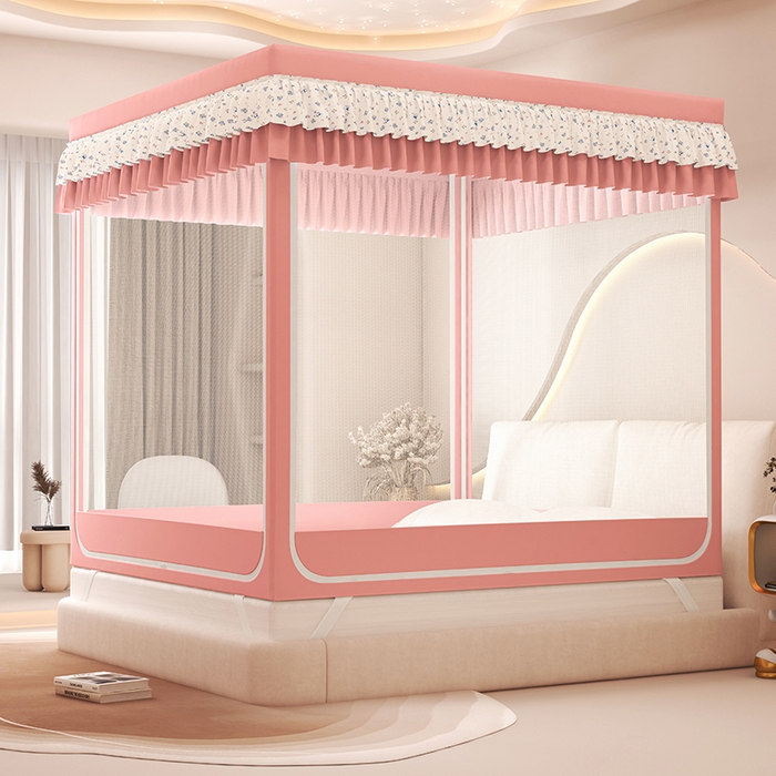 91家纺网 家纺一手货源 找家纺 2025新款2507印花夹棉遮光保暖坐床蚊帐 朵朵香