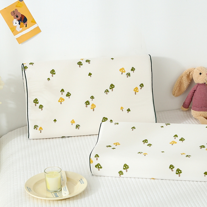 91家纺网 家纺一手货源 找家纺 良佐生活 2025春夏新款水洗天丝棉乳胶枕套 蘑菇乐园