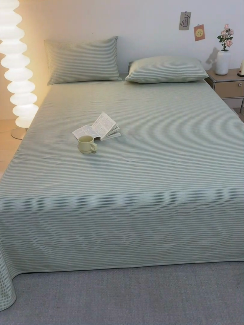 91家纺网 家纺一手货源 找家纺 首爱家纺 2025新款老粗布全棉纯棉床单三件套软凉席子 鸿雁