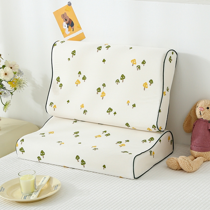 91家纺网 家纺一手货源 找家纺 良佐生活 2025春夏新款水洗天丝棉乳胶枕套 蘑菇乐园