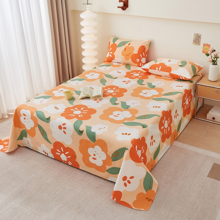 91家纺网 家纺一手货源 找家纺 首爱家纺 2025新款老粗布全棉纯棉床单三件套软凉席子 彩寻