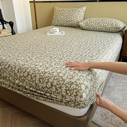 91家纺网 家纺一手货源 找家纺 （总）笠客家纺 2025加厚A类针织棉双层纱床笠小碎花床罩