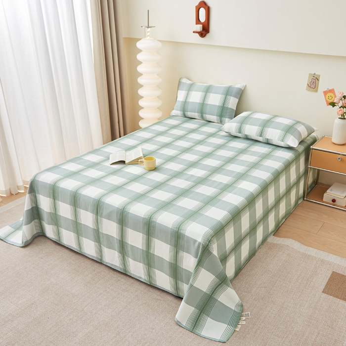 91家纺网 家纺一手货源 找家纺 首爱家纺 2025新款老粗布全棉纯棉床单三件套软凉席子 本真