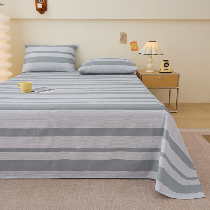 91家纺网 家纺一手货源 找家纺 首爱家纺 2025新款老粗布全棉纯棉床单三件套软凉席子 柒墨