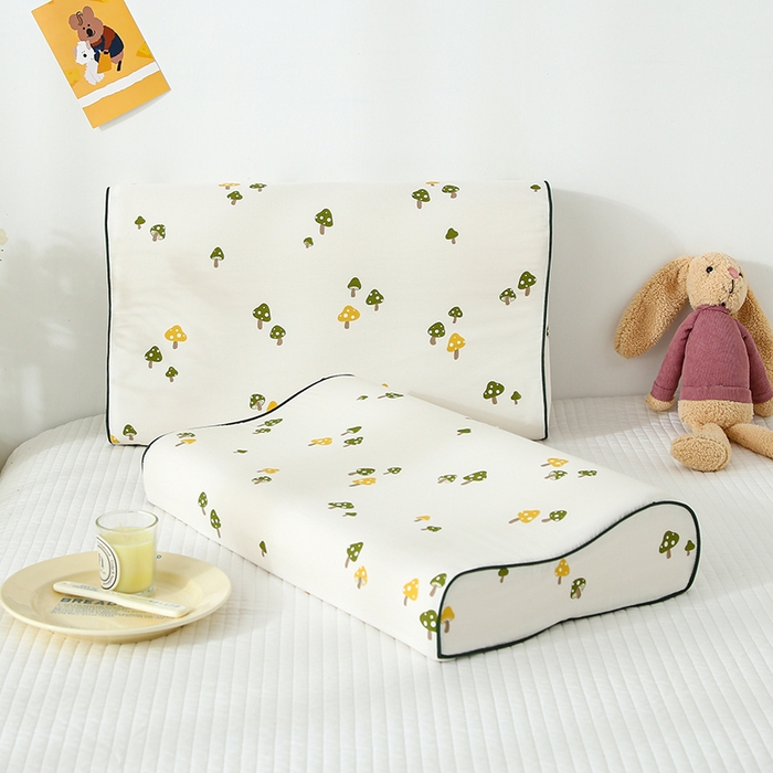 91家纺网 家纺一手货源 找家纺 良佐生活 2025春夏新款水洗天丝棉乳胶枕套 蘑菇乐园