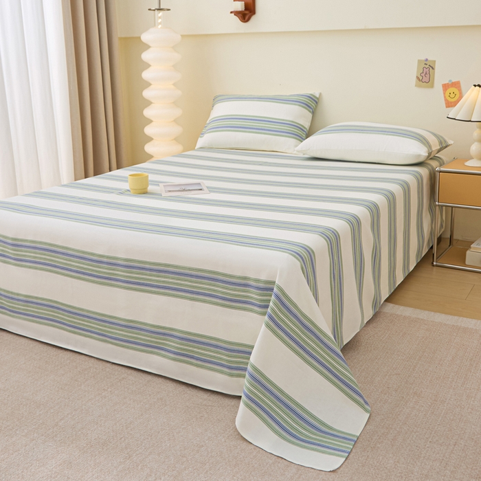 91家纺网 家纺一手货源 找家纺 首爱家纺 2025新款老粗布全棉纯棉床单三件套软凉席子 满江