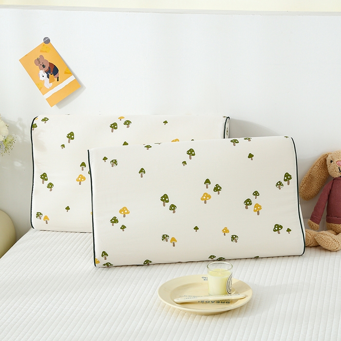 91家纺网 家纺一手货源 找家纺 良佐生活 2025春夏新款水洗天丝棉乳胶枕套 蘑菇乐园