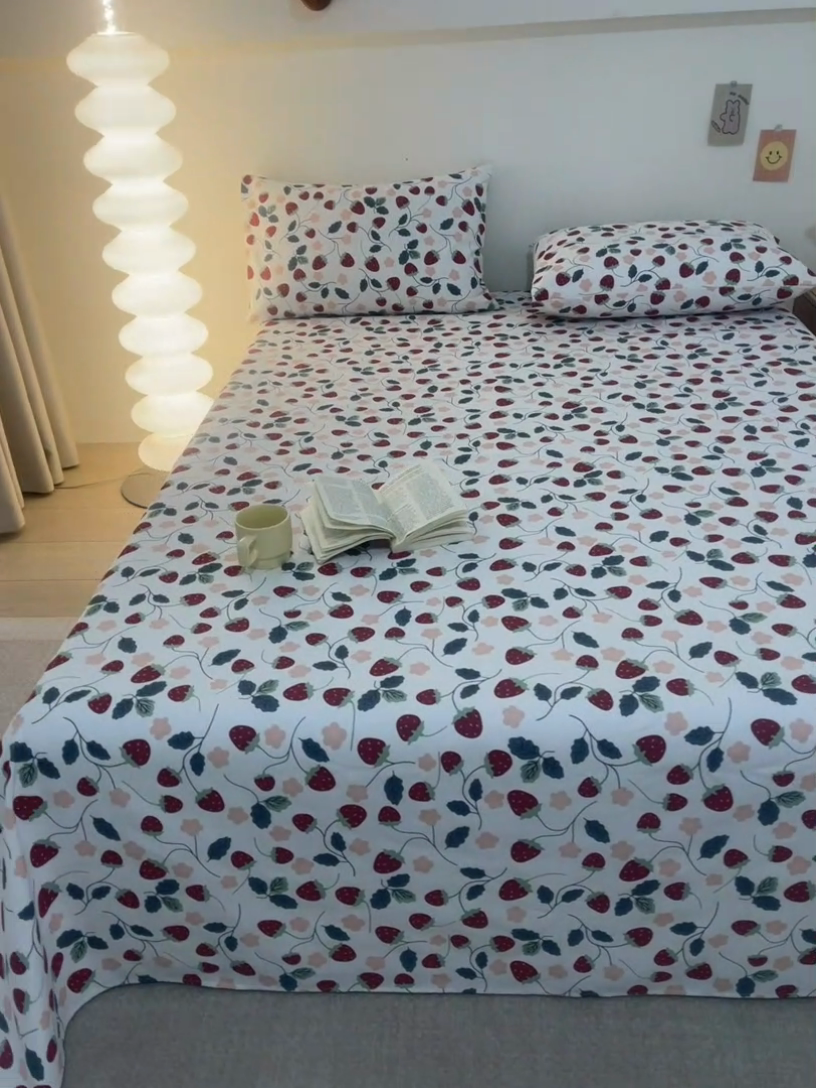 91家纺网 家纺一手货源 找家纺 首爱家纺 2025新款老粗布全棉纯棉床单三件套软凉席子暖莓