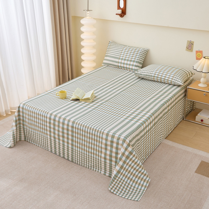 91家纺网 家纺一手货源 找家纺 首爱家纺 2025新款老粗布全棉纯棉床单三件套软凉席子 澜庭