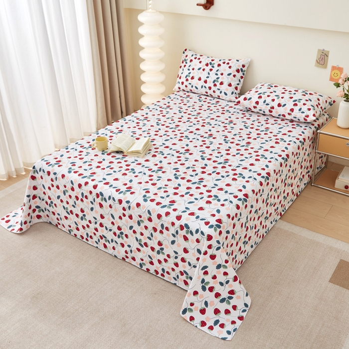 91家纺网 家纺一手货源 找家纺 首爱家纺 2025新款老粗布全棉纯棉床单三件套软凉席子暖莓