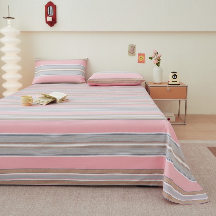 91家纺网 家纺一手货源 找家纺 首爱家纺 2025新款老粗布全棉纯棉床单三件套软凉席子 绝恋