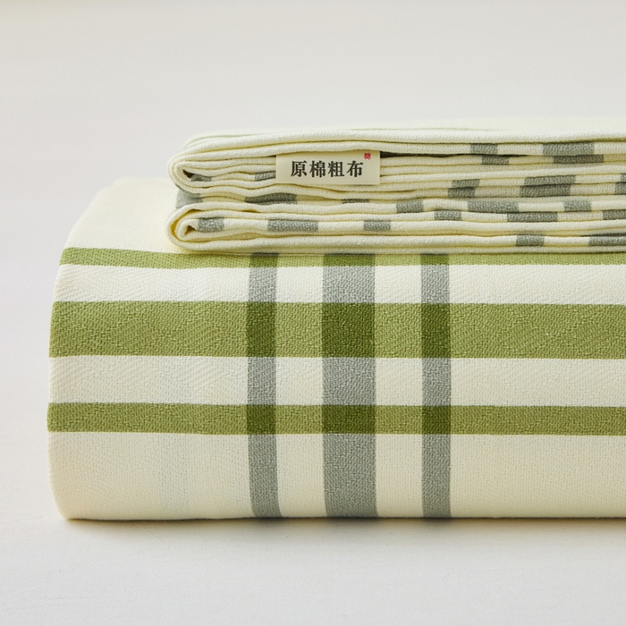 91家纺网 家纺一手货源 找家纺 棉乐町 2025新款全棉纯棉老粗布床单绿野