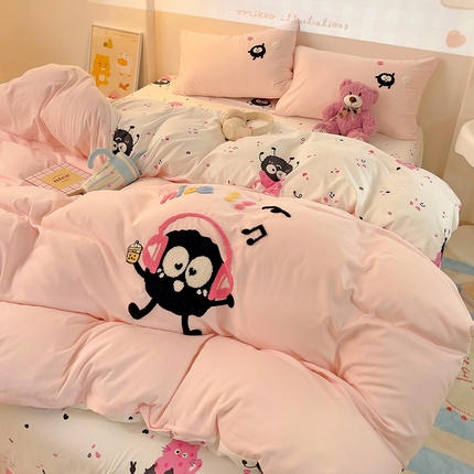 91家纺网 家纺一手货源 找家纺 （总）茉礼 2025新款云朵棉毛巾绣印花四件套