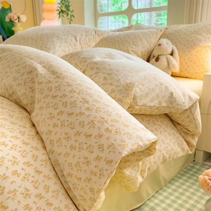 91家纺网 家纺一手货源 找家纺 多品家纺 2025新款超柔水洗软糯云朵棉四件套 花语