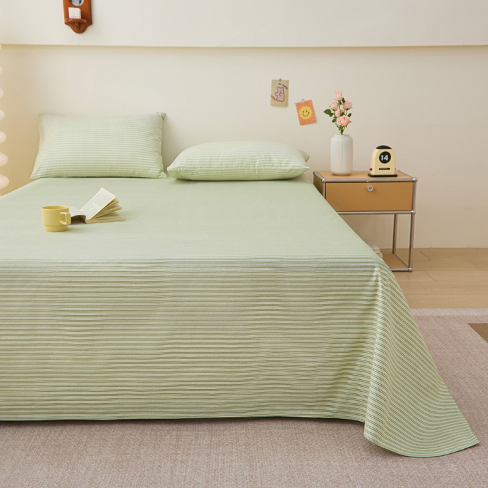 91家纺网 家纺一手货源 找家纺 首爱家纺 2025新款老粗布全棉纯棉床单三件套软凉席子 细川