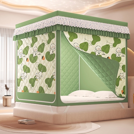 91家纺网 家纺一手货源 找家纺 （总）2025新款2507印花夹棉遮光保暖坐床蚊帐