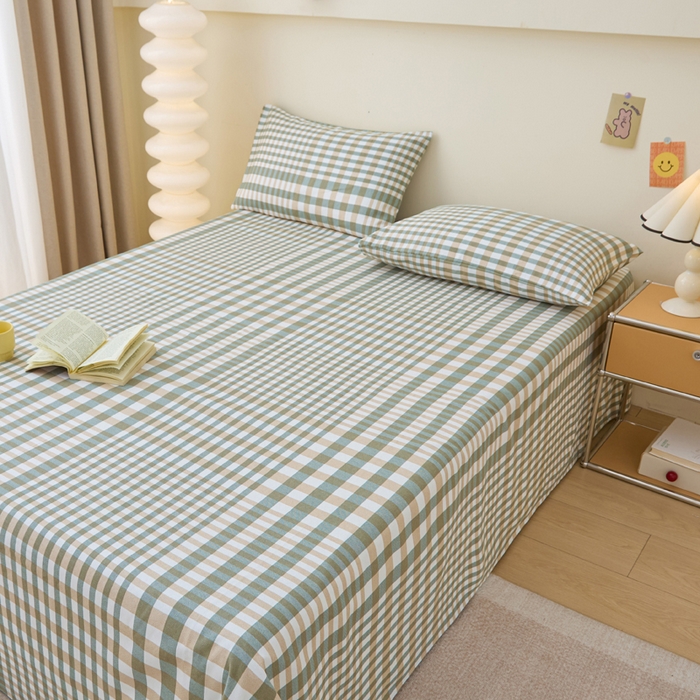 91家纺网 家纺一手货源 找家纺 首爱家纺 2025新款老粗布全棉纯棉床单三件套软凉席子 澜庭