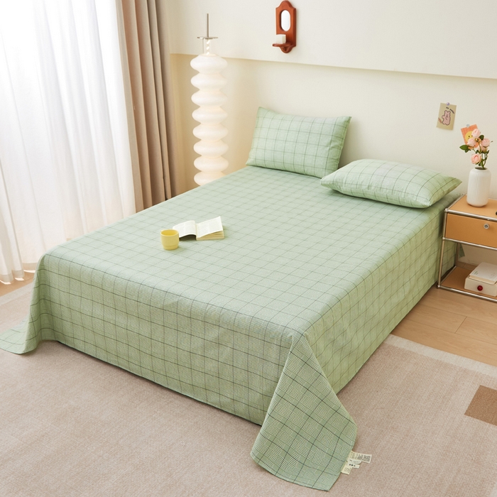 91家纺网 家纺一手货源 找家纺 首爱家纺 2025新款老粗布全棉纯棉床单三件套软凉席子 卡拉