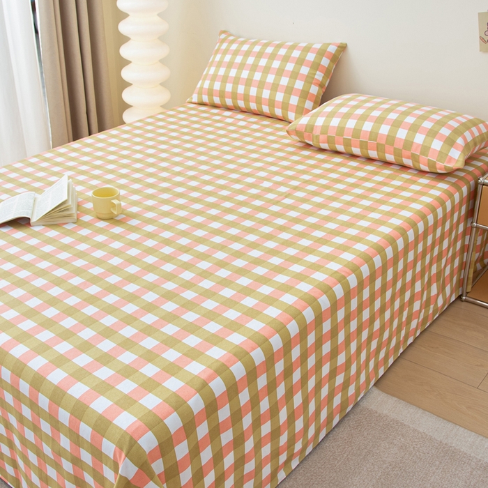 91家纺网 家纺一手货源 找家纺 首爱家纺 2025新款老粗布全棉纯棉床单三件套软凉席子 春娇