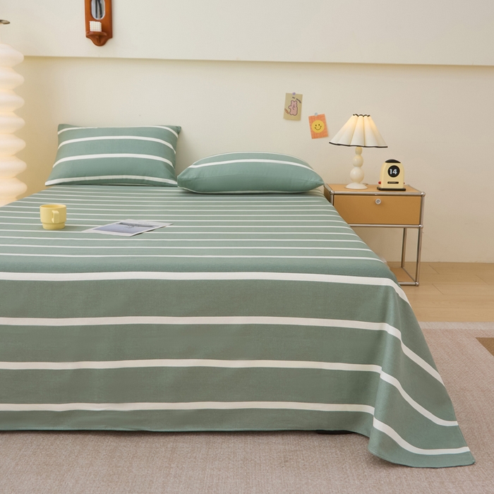 91家纺网 家纺一手货源 找家纺 首爱家纺 2025新款老粗布全棉纯棉床单三件套软凉席子 莫兰