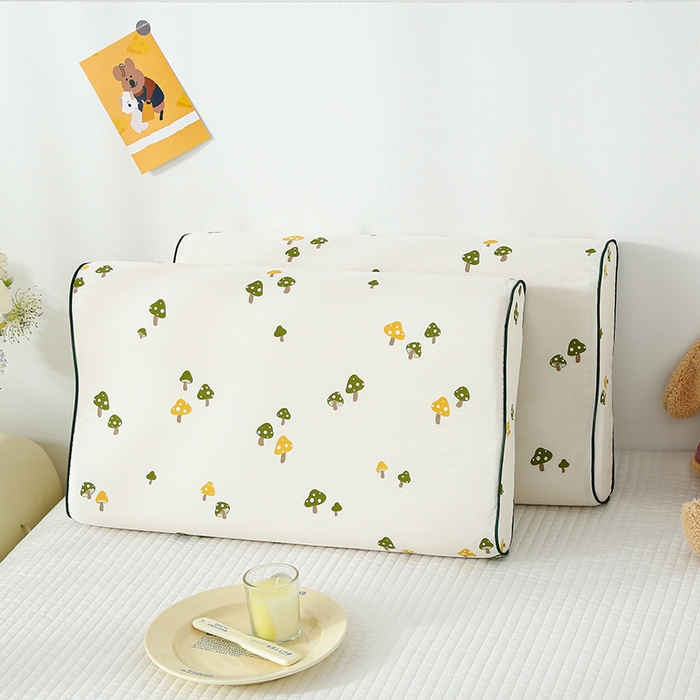 91家纺网 家纺一手货源 找家纺 良佐生活 2025春夏新款水洗天丝棉乳胶枕套 蘑菇乐园